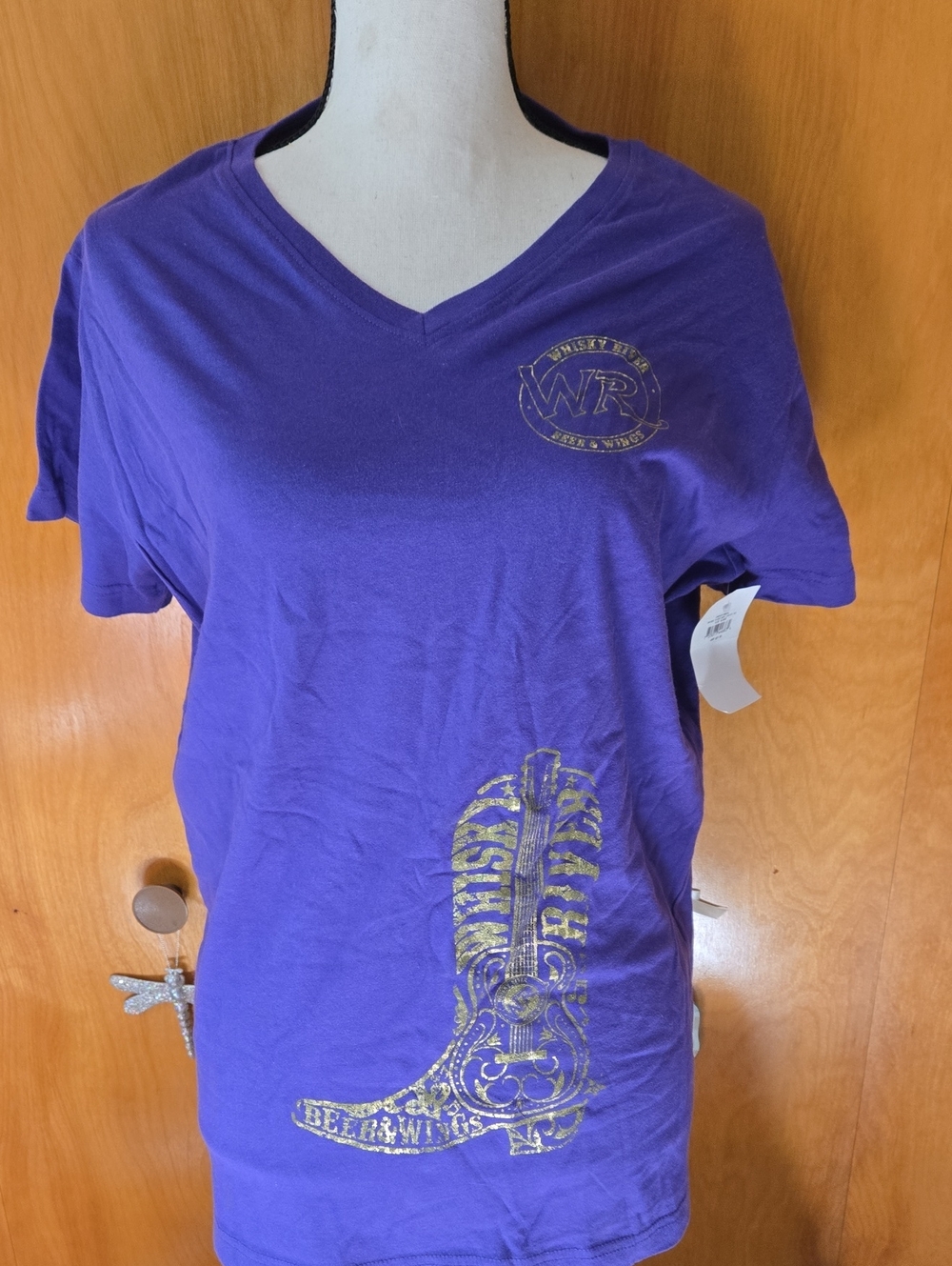 Women's Purple Graphic V-Neck Tee
